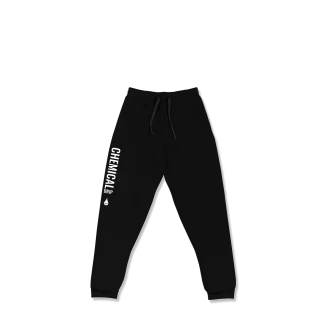 chemical drip joggers on black garment