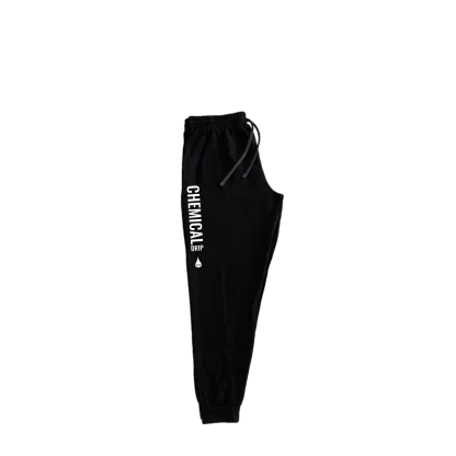 chemical drip joggers on black garment