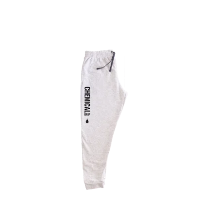 chemical drip joggers on white garment